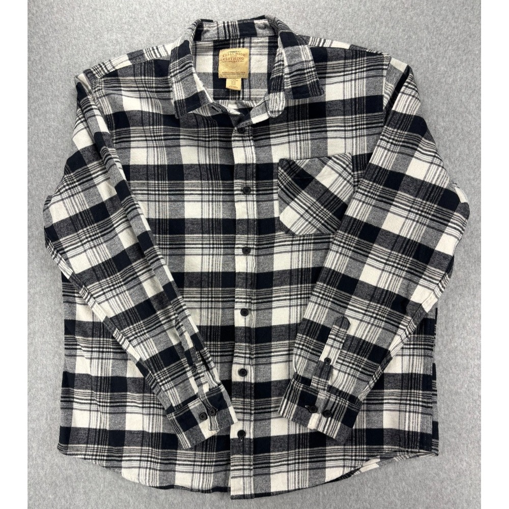 Telluride Flannel Shirt Mens XL Black White Plaid Cotton Workwear‎ Lumberjack